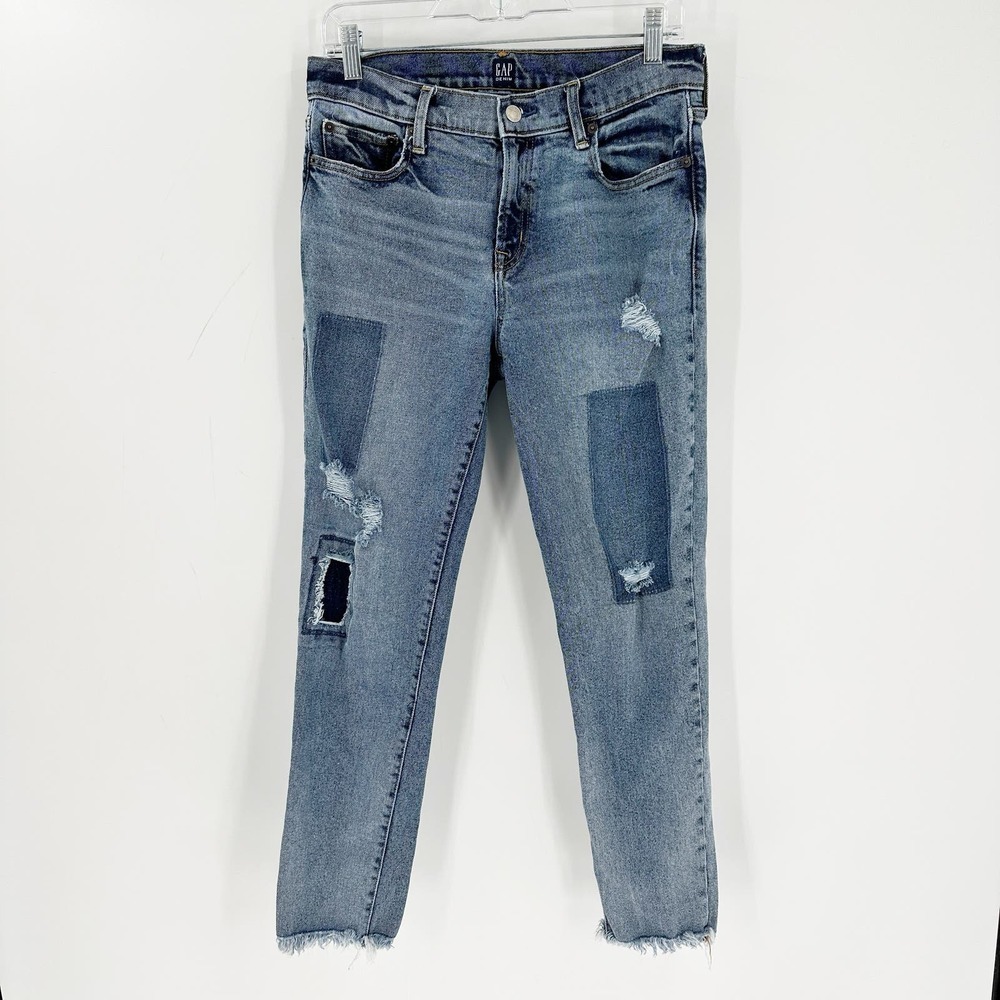 Gap Medium Wash Patchwork Distressed Cotton True … - image 1
